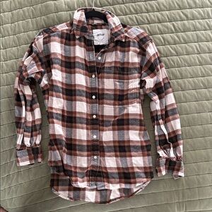 Aerie women’s Casual Plaid Shirt - Brown and White